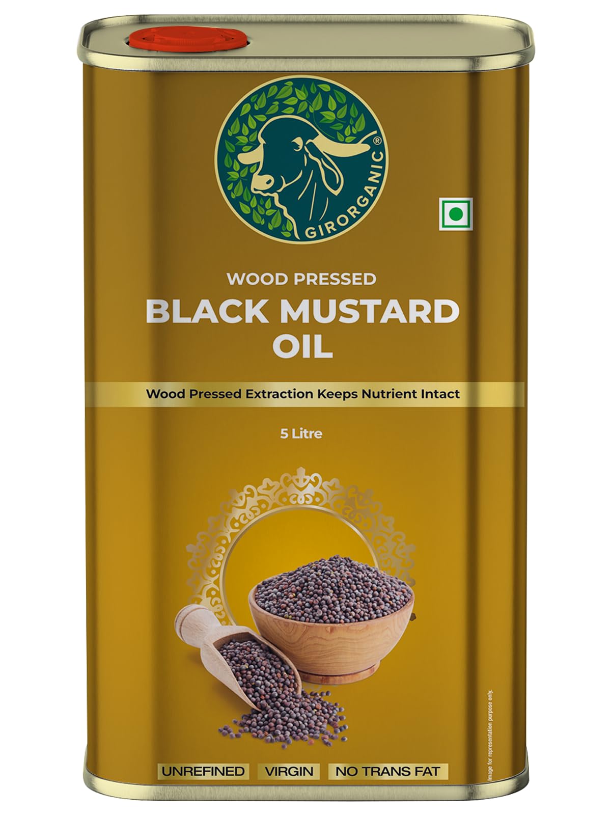 Girorganic Wood Pressed Black Mustard Oil | Kacchi Ghani | Virgin | Unrefined/Unfiltered | Cold pressed | Rich aroma and Flavour | Gopal Ratna Award Winner 2023-5 L TIN (B0D76S28TM) Amazon Price History, Amazon Price Tracker