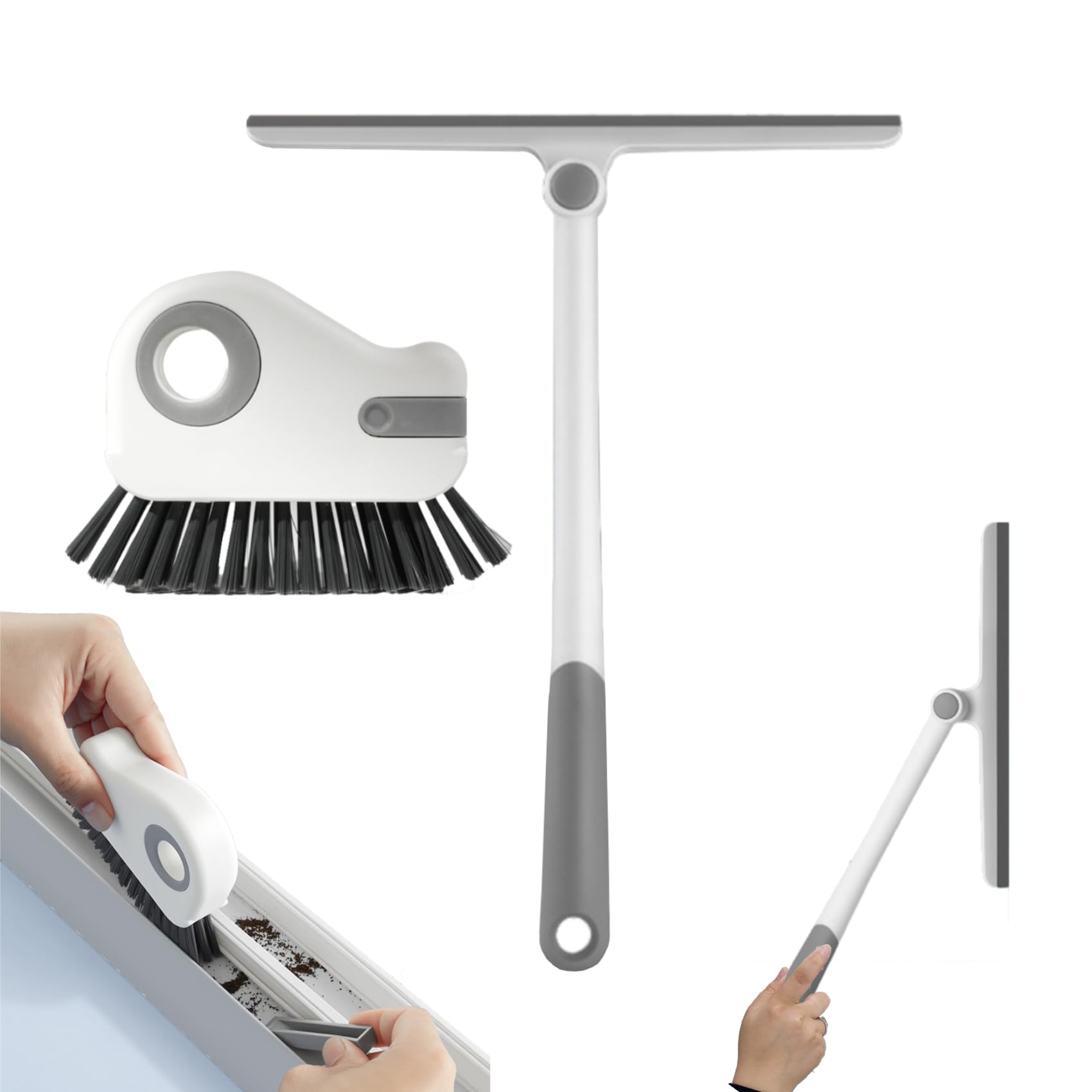 Raclette pour porte de douche et brosse pour un miroir propre sans traces