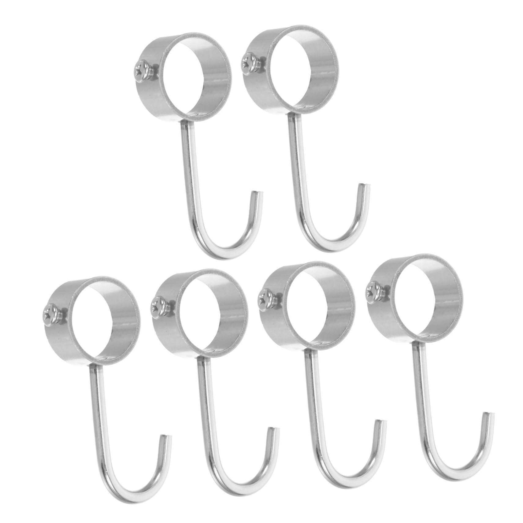 Mikikit 6pcs Stainless Steel Round Tube Hangers Durable Multi Purpose Hooks for Clothes and Towels Diameter Strong Load Capacity for Kitchen Utensils and Wardrobe Storage