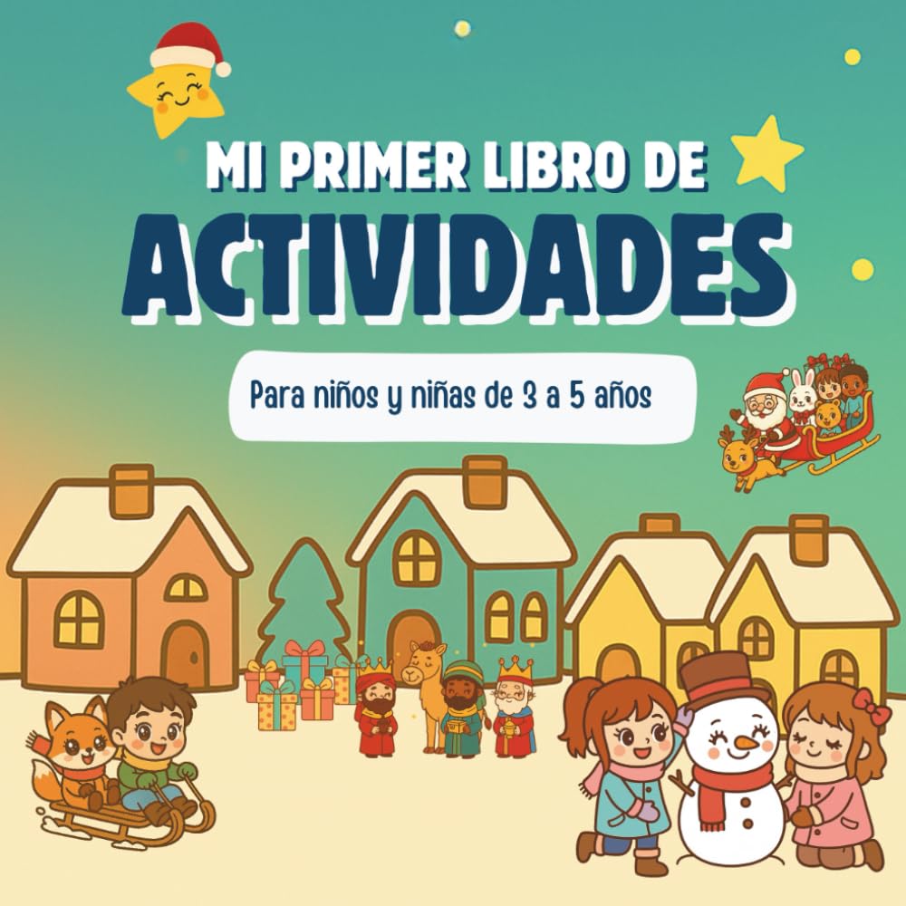 Mi primer libro de actividades de Navidad: Trazos fáciles, laberintos, colorear, números y letras para niños en edad preescolar de 3 a 5 años