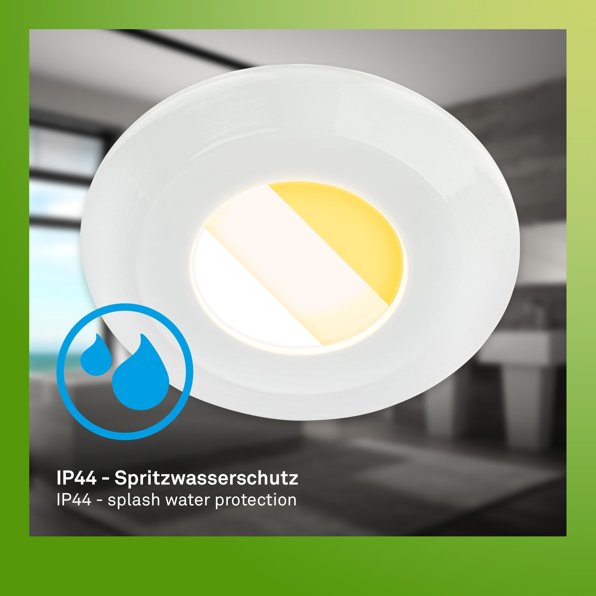 Briloner - Set di 3 faretti da incasso per bagno a LED 230V alloggiamento riciclato al 50%, cambio di temperatura colore, dimmerabile, IP44, Ra90, LED spot, piatto, 68mm, 90x30mm (DxH), bianco