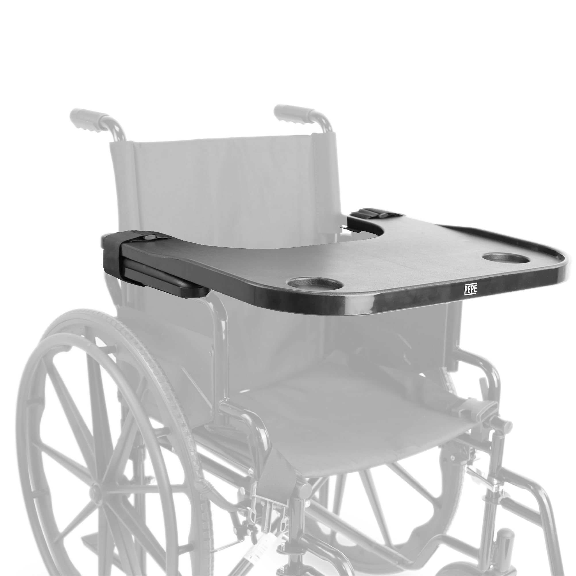 PEPE Mobility - Taca na wózek inwalidzki z uchwytem na kubek, zdejmowana, łatwa instalacja, stolik dla osób dorosłych