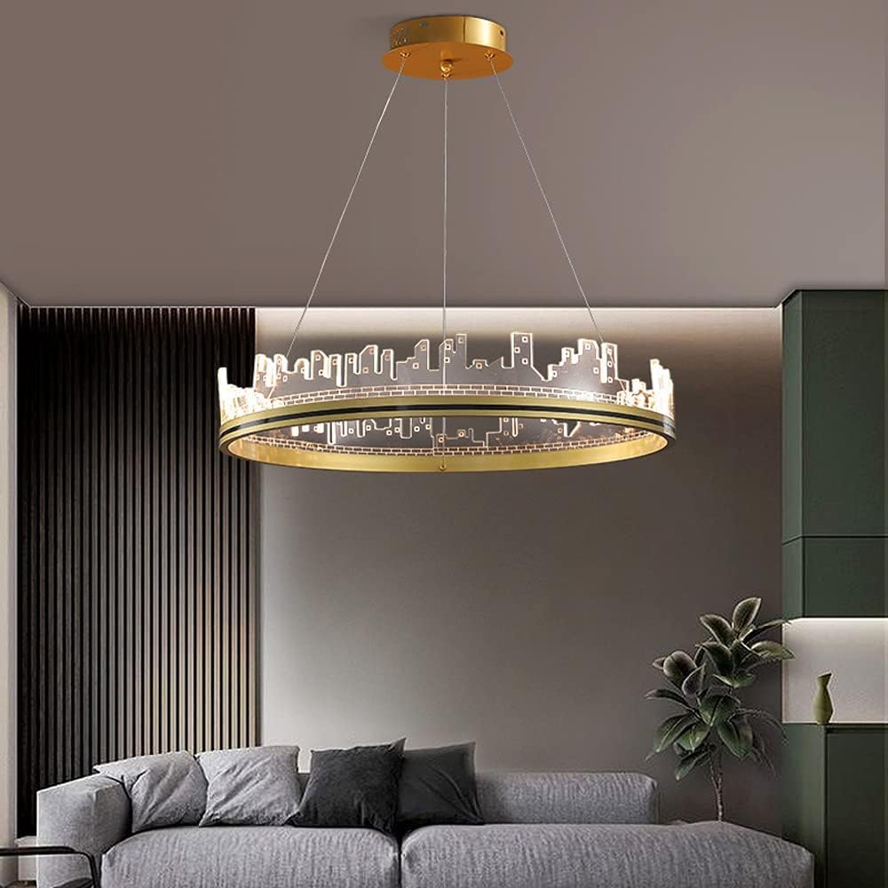 THKSGIV Acrylic Round Dining Room Bedroom Dimming Chandelier Hanging Pendant Ceiling Light LED Lighting Fixture,Pendant Lights