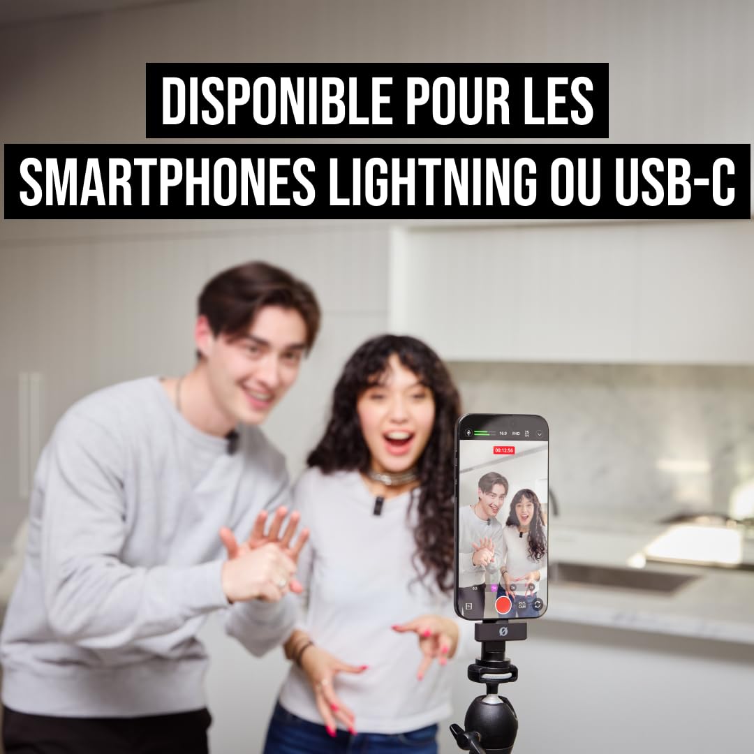 RØDE Wireless Micro, Microphone sans Fil Compact, Deux micros avec boîtier de Charge pour l’Enregistrement vidéo sur Smartphone et la création de Contenu, Lightning (Noir)