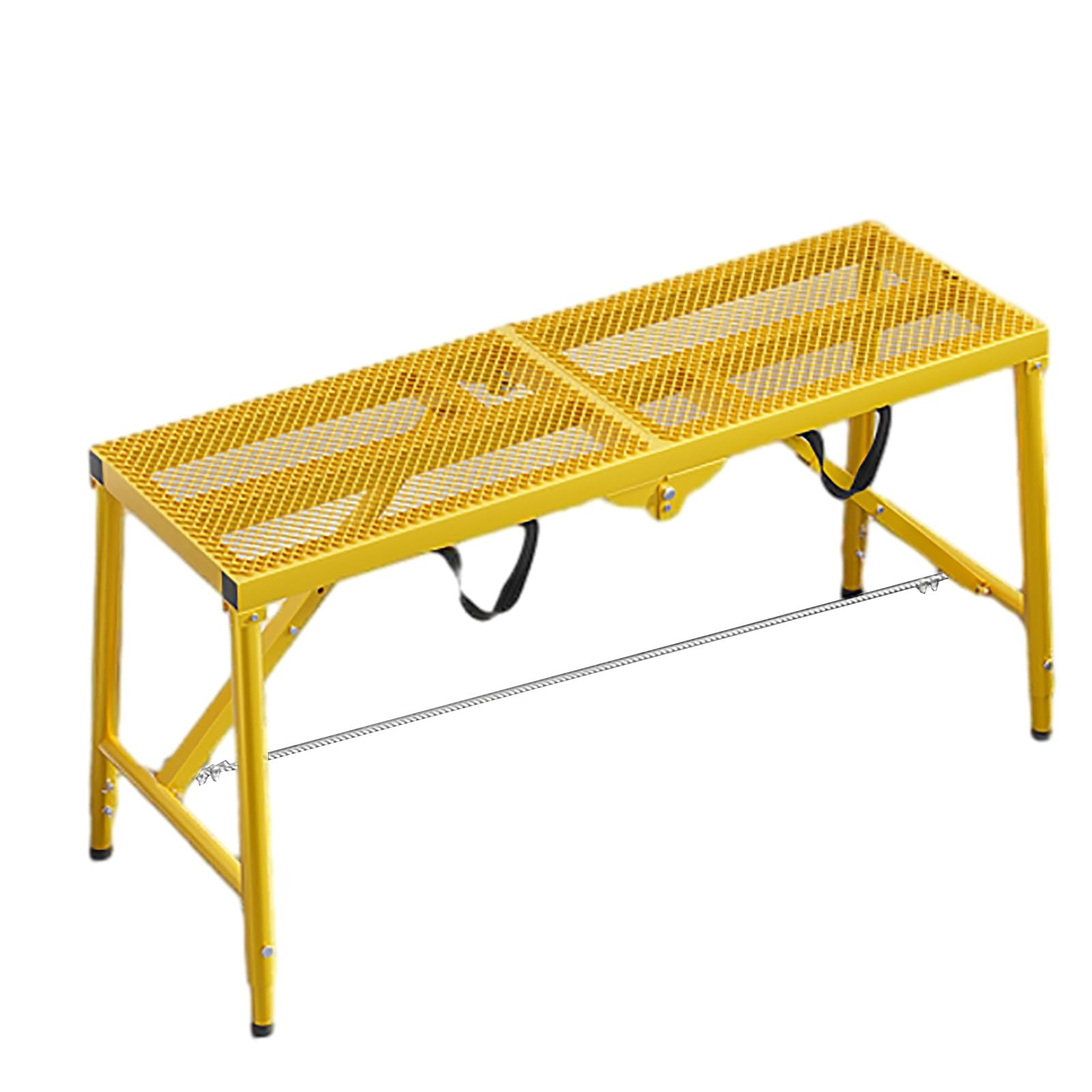 Échelle d'échafaudage Pliante de 1,2 à 1,8 m - Plateforme Mobile réglable et antidérapante pour la Construction et Les travaux domestiques sur Terrain accidenté (Jaune, 1