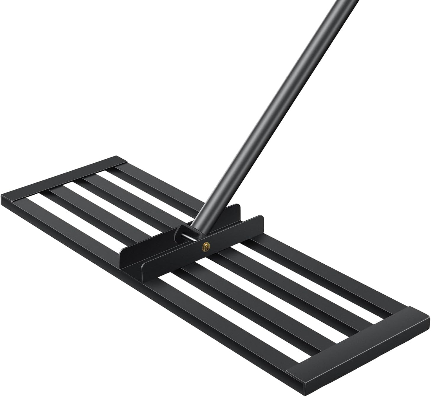 TEOV Rasenrakel Edelstahl, [100x25cm] Rasen-Nivellierungsrechen, Optimierte Gewindeverbindung gegen Lockern, Mit 2m ergonomischem Verstellbarer Stiel, für Boden, Rasenpflege & Landschaftsbau