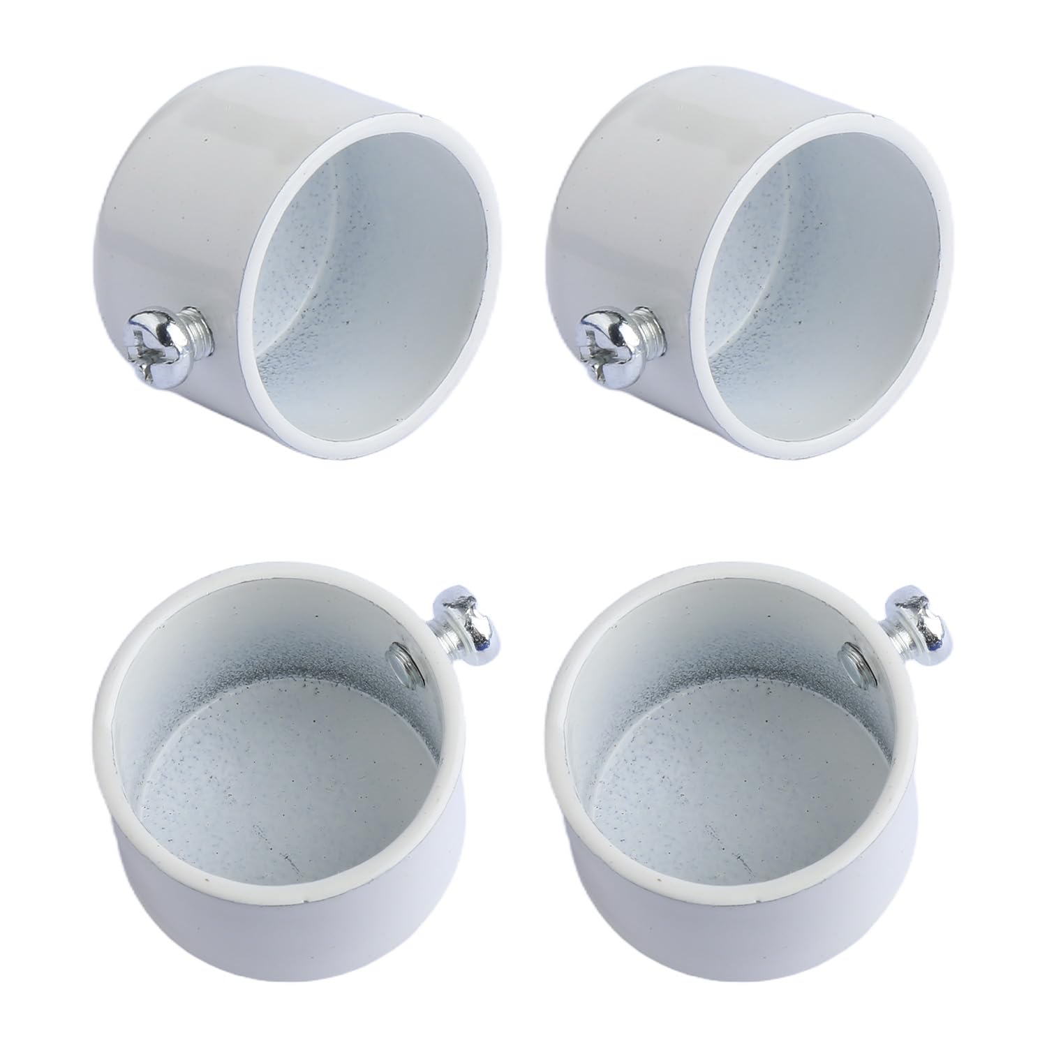 Hopzab 4Pcs Metal Curtain Finials Ends Caps, Window Inserts, for Home Office & Roman Rod Decor Accessories(White)