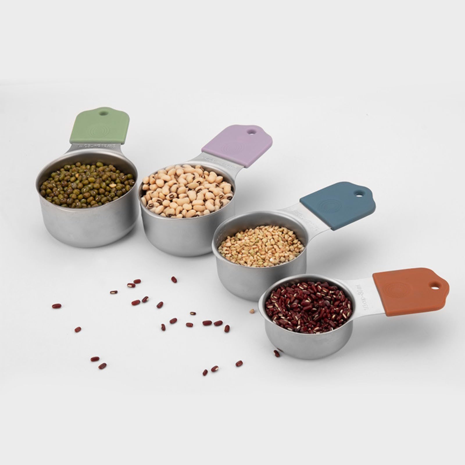 Magnetic Stainless Steel Measuring Cups Set of 7, Stackable with Engraved Markings - Heavy Duty Dry & Liquid Measuring Cups for Baking, Cooking, Mixology - Multicolor Kitchen Tools