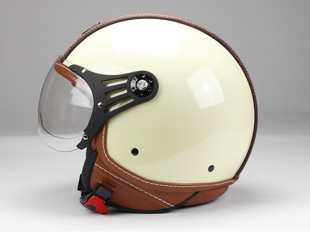 BNO-PL28 Jethelm Beige glänzend + Braun, Motorradhelm, Schutzhelm Helm S - XL