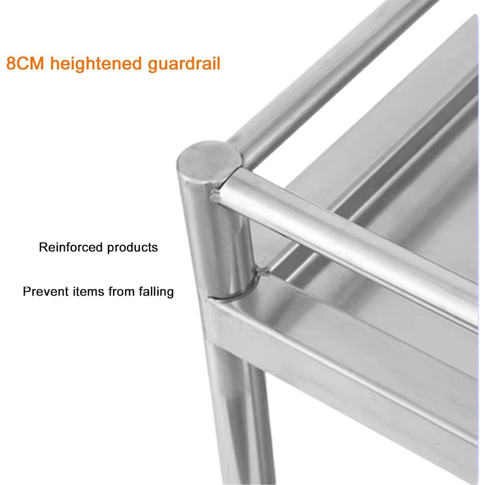 Carrello in Acciaio Inossidabile Carrello Multiuso in Acciaio Scaffale Carrello da Cucina Carrello da Trasporto per Cucina Commerciale Ristorante Hotel e Garage(45X45X85cm)
