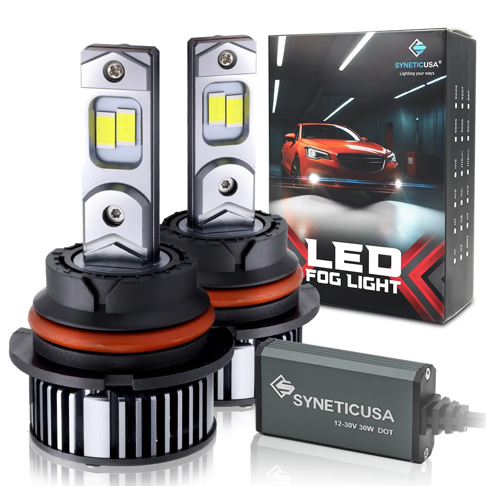 Syneticusa 9007 Light Bulbs 800% Super Brighter 6500K Driving Light Bulbs with Fan, Plug and Play, Off-Road Use or Fog Light, Pack of 2