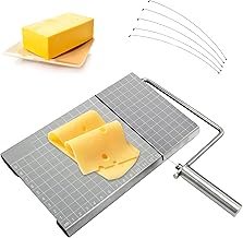 FOVERN1 Stainless Steel Cheese Slicer, Cheese Cutter with Accurate Size Scale, Wire Cheese Slicer for Cheese Butter Equipped with 5 Replaceable Cheese Slicer Wires