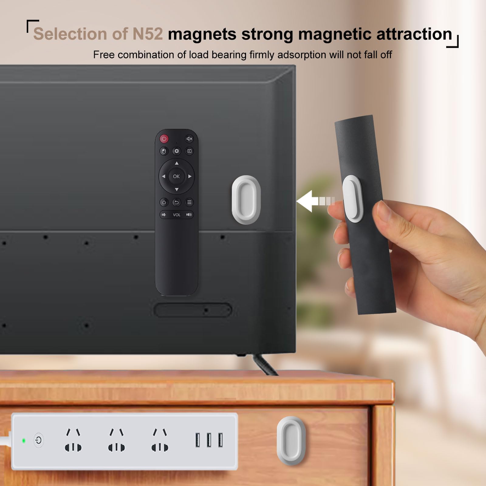Remote Control Holder 4-Pack Upgraded Magnetic – Strong N52 Magnets ...
