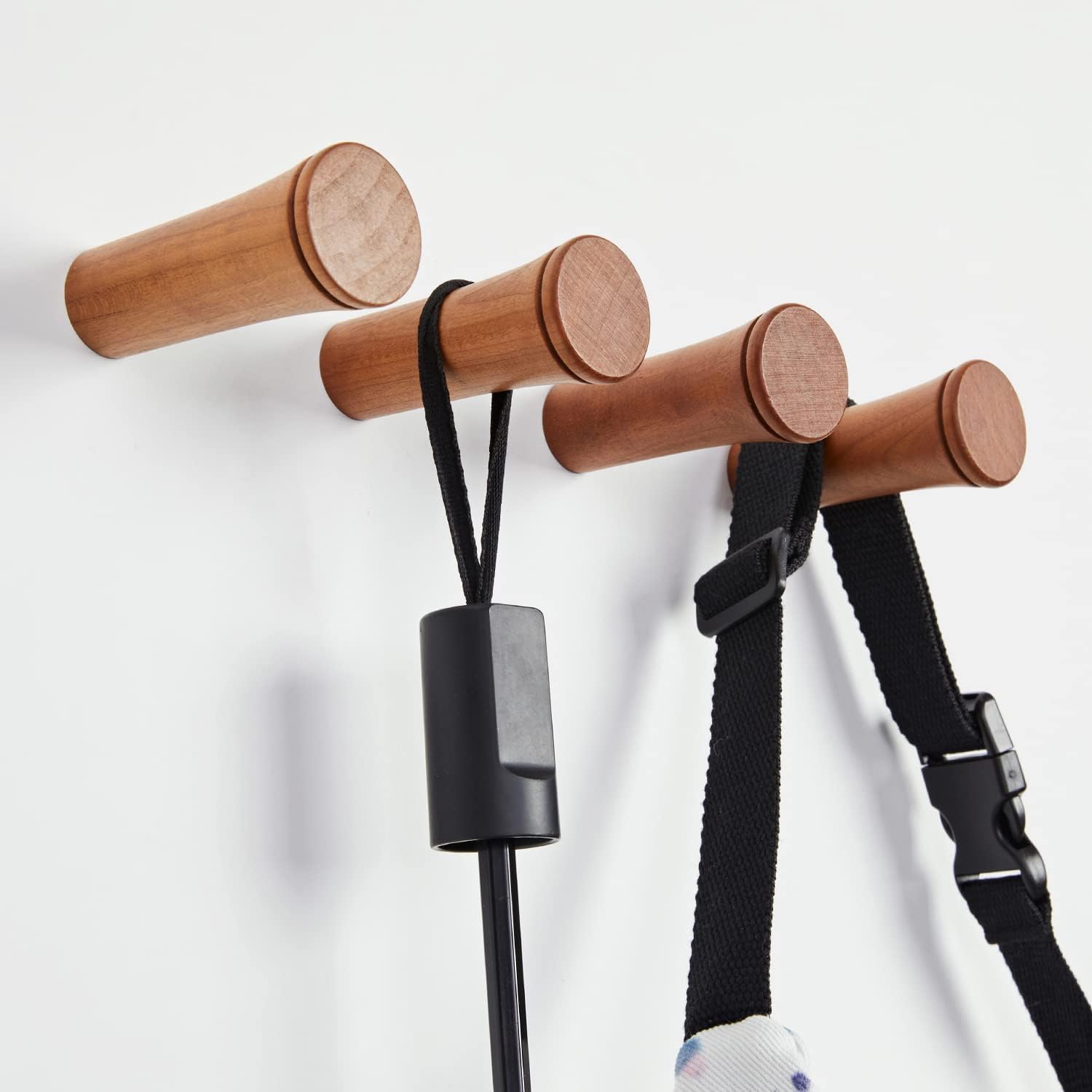 HomeDo Wood Wall Hooks, Adhesive Hooks Hat Hook, Wooden Coat Hooks Wall