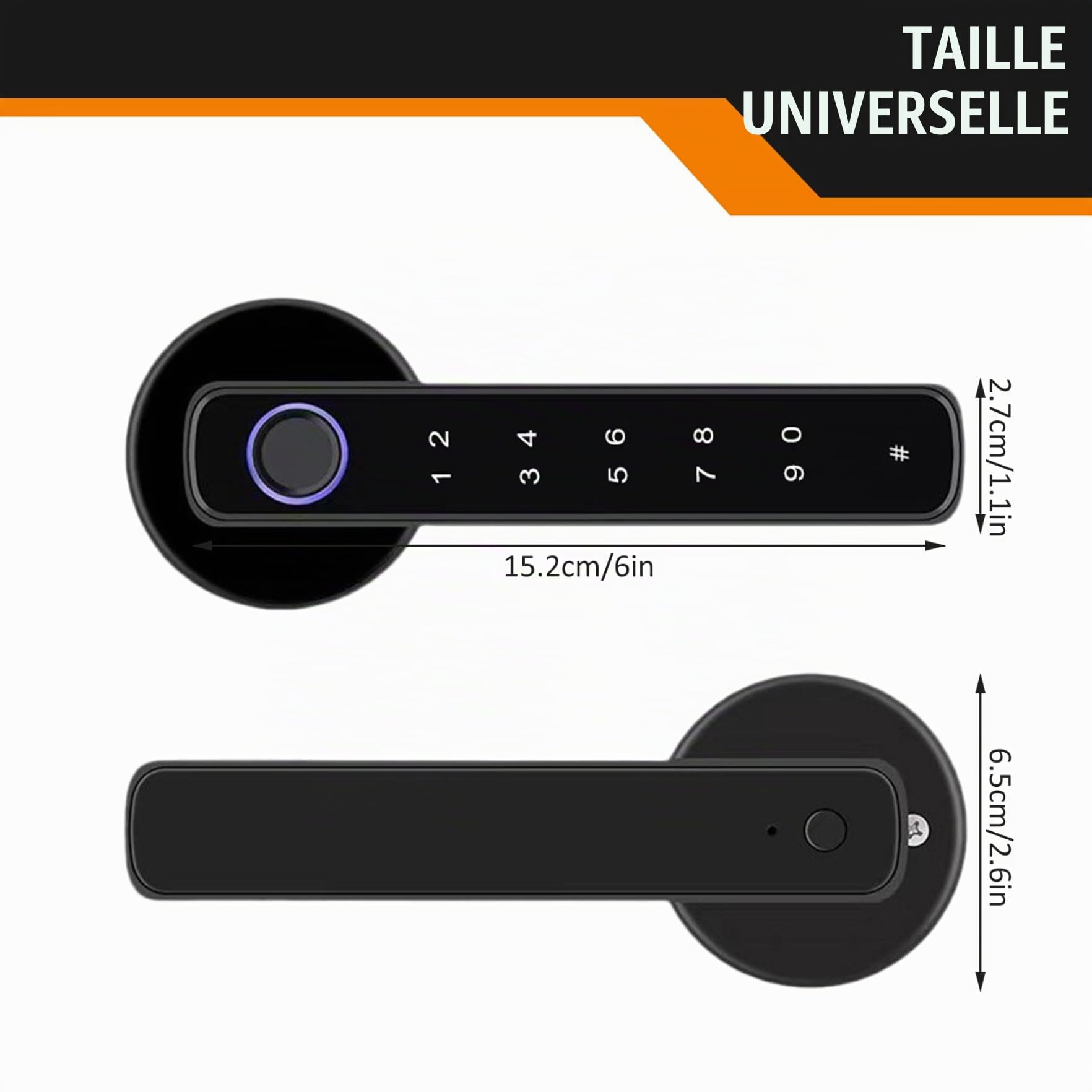 Serrure de porte à empreintes digitales, poignée de porte intelligente avec digitale/application/Code/clés, serrure à clavier électronique pour chambre coucher, maison, hôtel, bureau, a