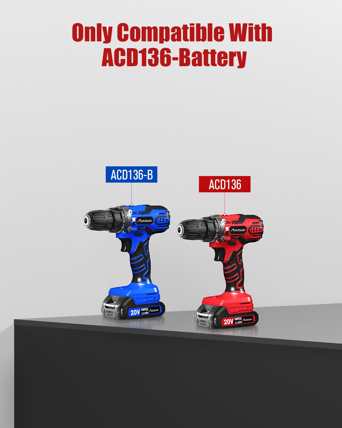 AVID POWER 20V Max Lithium Ion Battery Charger, Compatible with Avid Power 20V Batteries, Only Compatible with Avid Power Cordless Dril-ACD136