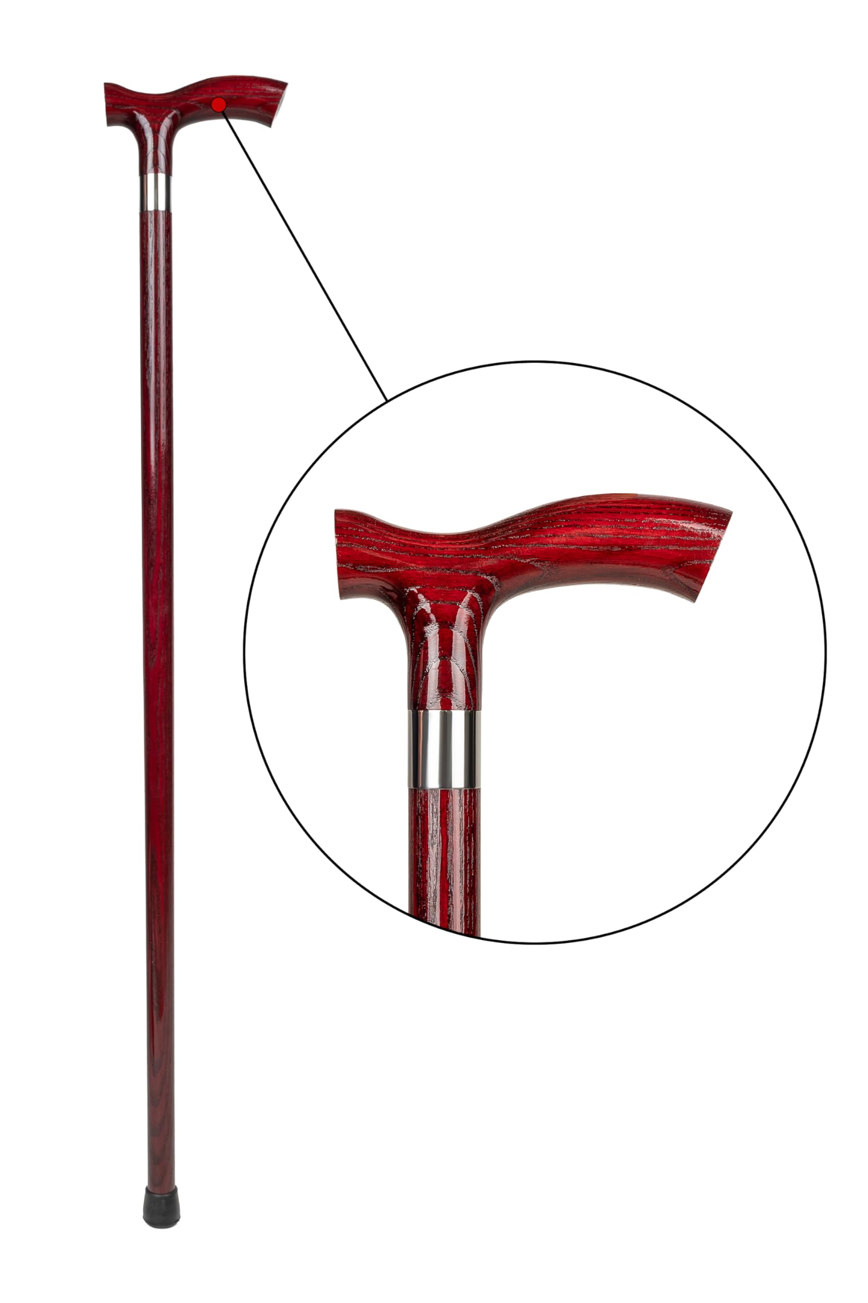 Dr. Watson Classic Fritz Walking Stick – Handcrafted Ash Wood Cane with Polished Stainless Steel Collar