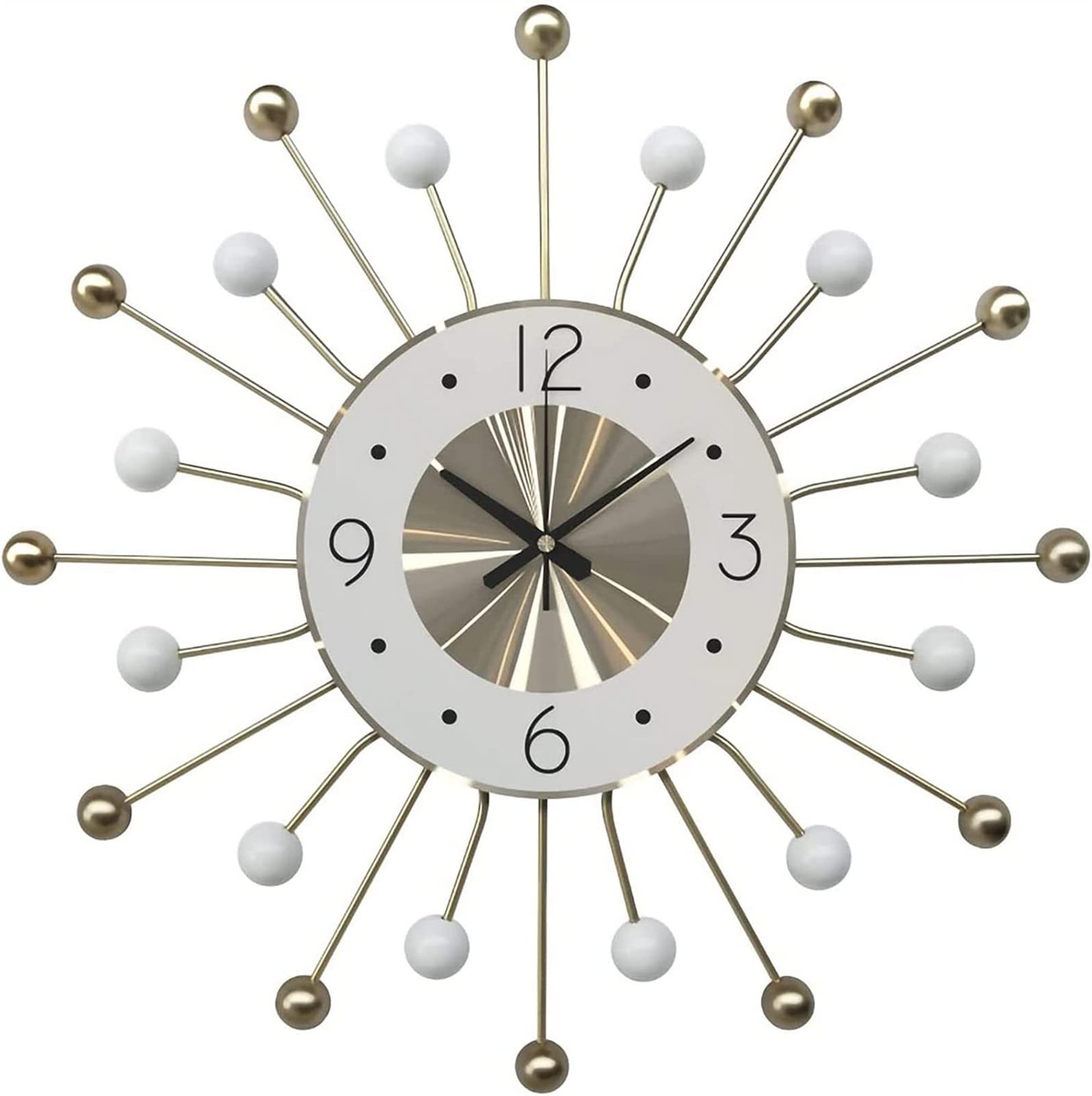SaryEdge Wall Clock Art Large Wall Clock Silent Art Decor Wall Clock, Midcentury Modern Decor Wall Clock, Stylish Wall Hanging Clock Creative Living Room Bedroom Wall Decor Clock-Bl,White-49cm/19.3in