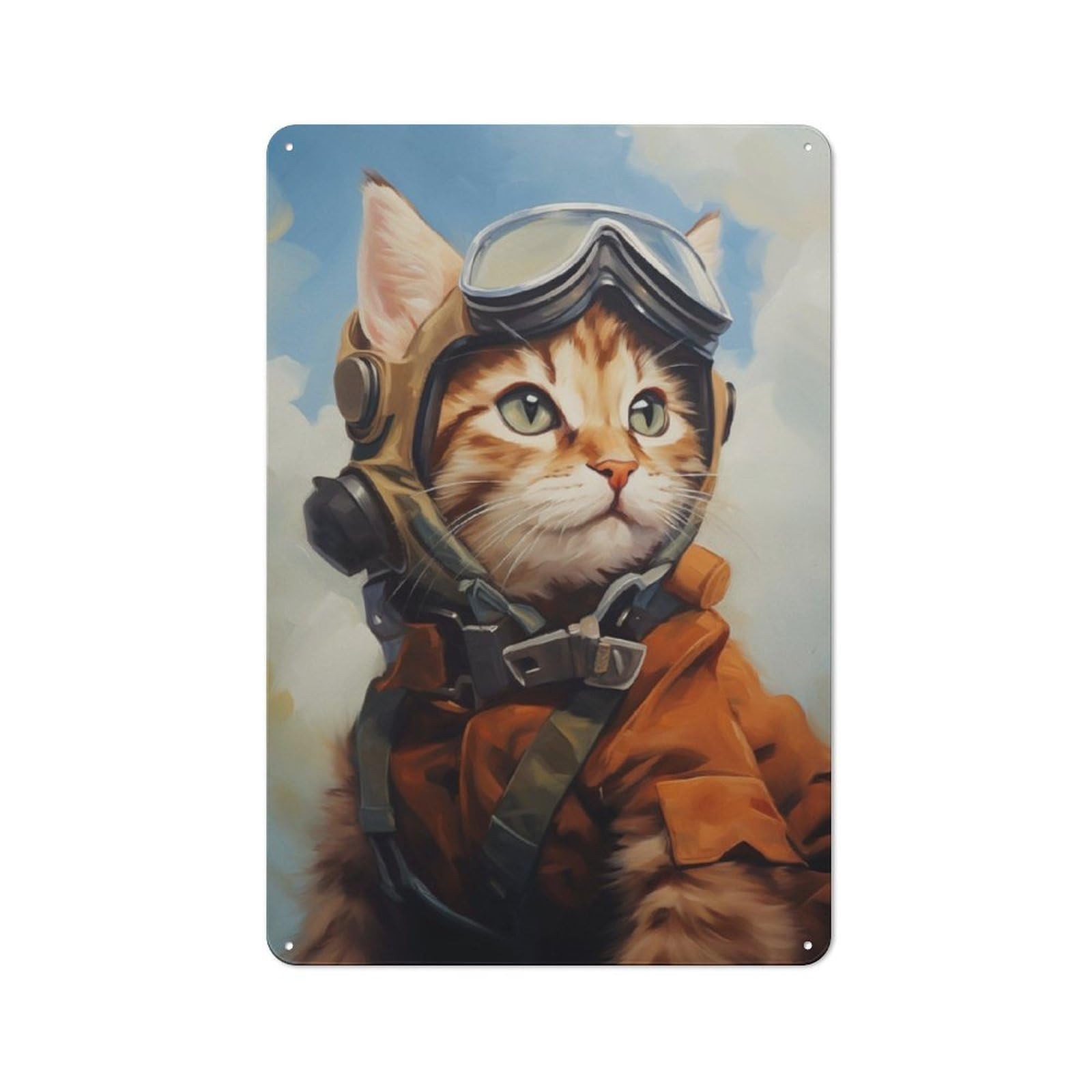 Junmoney Kitty Pilot For Man Cave Or Games Room, Retro Tin Sign 30X20cm, A Christmas Gift For People Styling Man Cave And Games Room