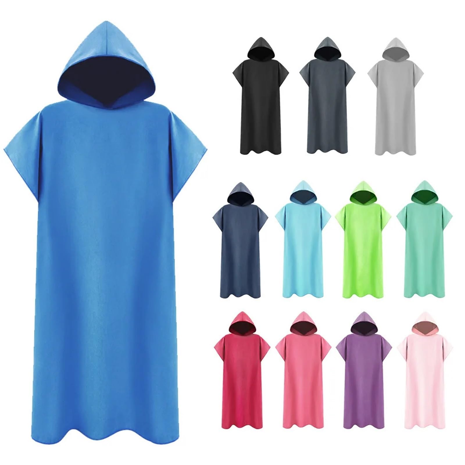 Mikrofaser-Kapuzenhandtuch for Schwimmen, Strand, Reisen, schnelltrocknend, Umkleidemantel, Umhang, Badetuch, Bademantel, Surfponcho for Männer und Frauen, Wassersport(Black)