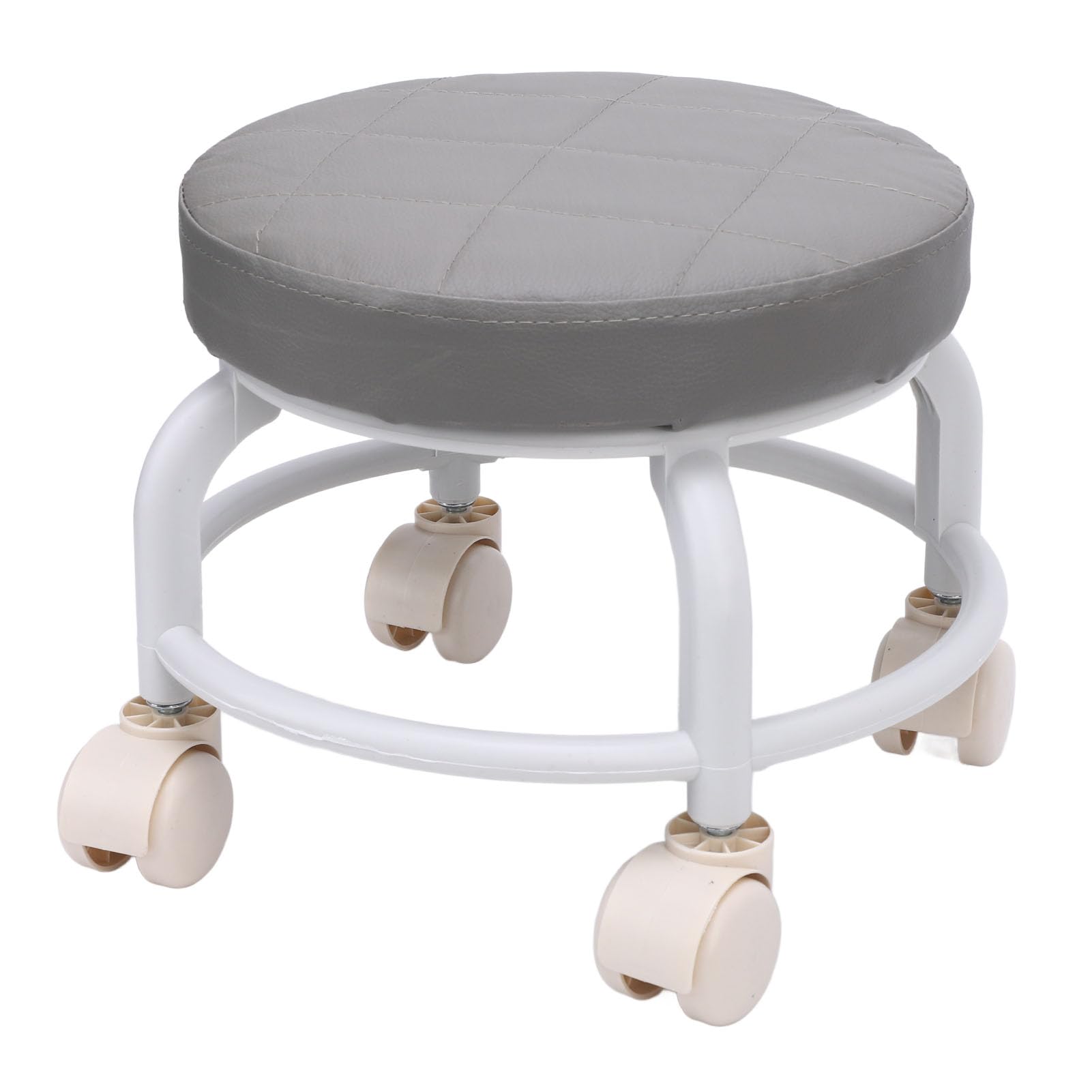 Gray Low Rolling Stool Portable Soft Padding Mini 360 Degree Swivel Shoe Stool for Kids Adults