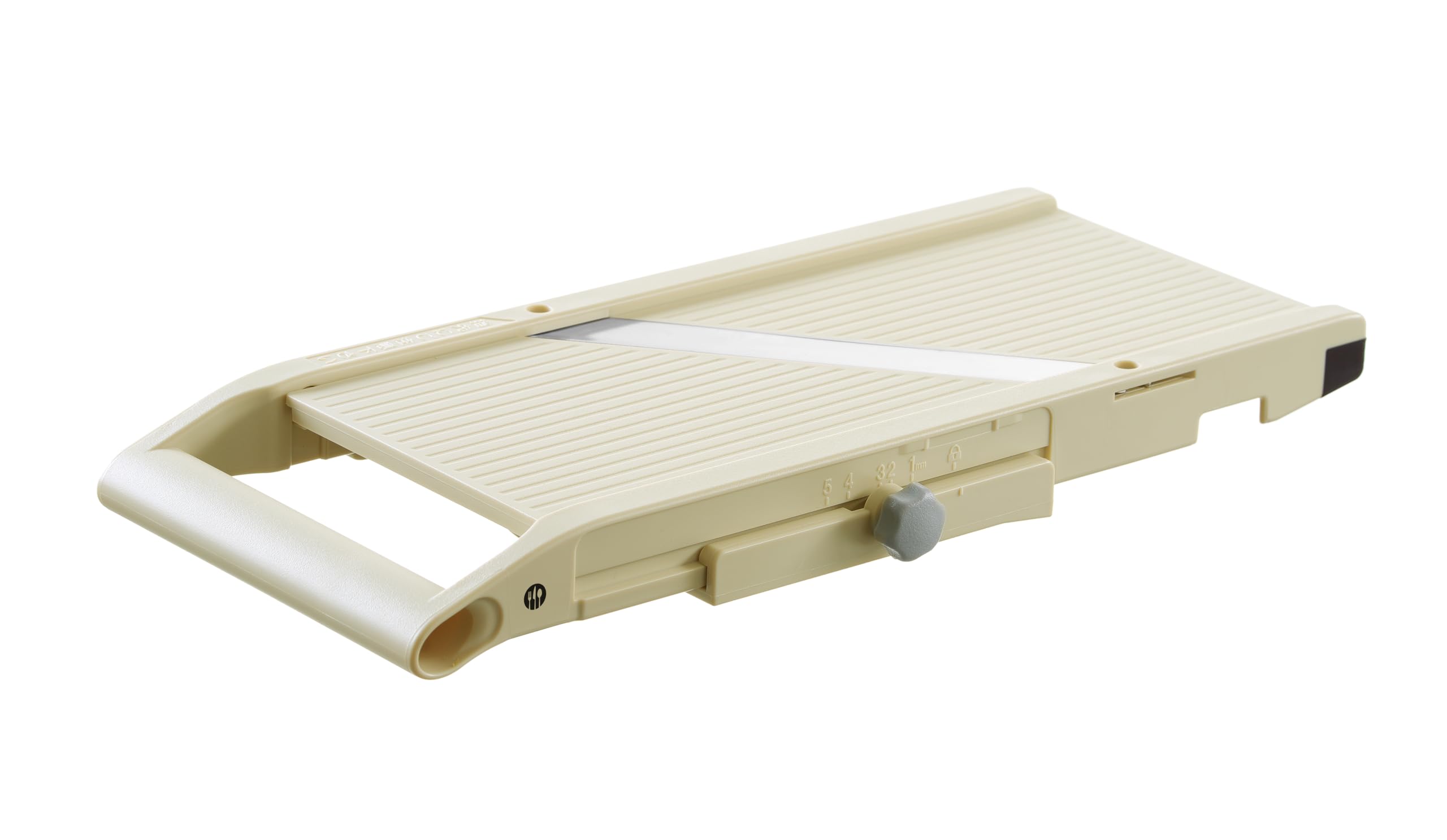 HENDI Mandolina japonesa Shōgun, rebanador y cortador manual con hoja plana ajustable (1-5mm), 380x180x(H)45mm, acero inoxidable, ABS, PP, beige
