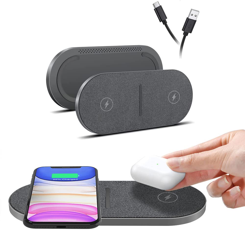 SYOSI Dual 20W Wireless Charging Pad, 2 in 1 Fast Wireless Charge Mat for iPhone 13 12 11/Pro Max Mini/SE/X/XS, for Apple Airpods 3/2/Pro,15W Qi Wireless Charger Station