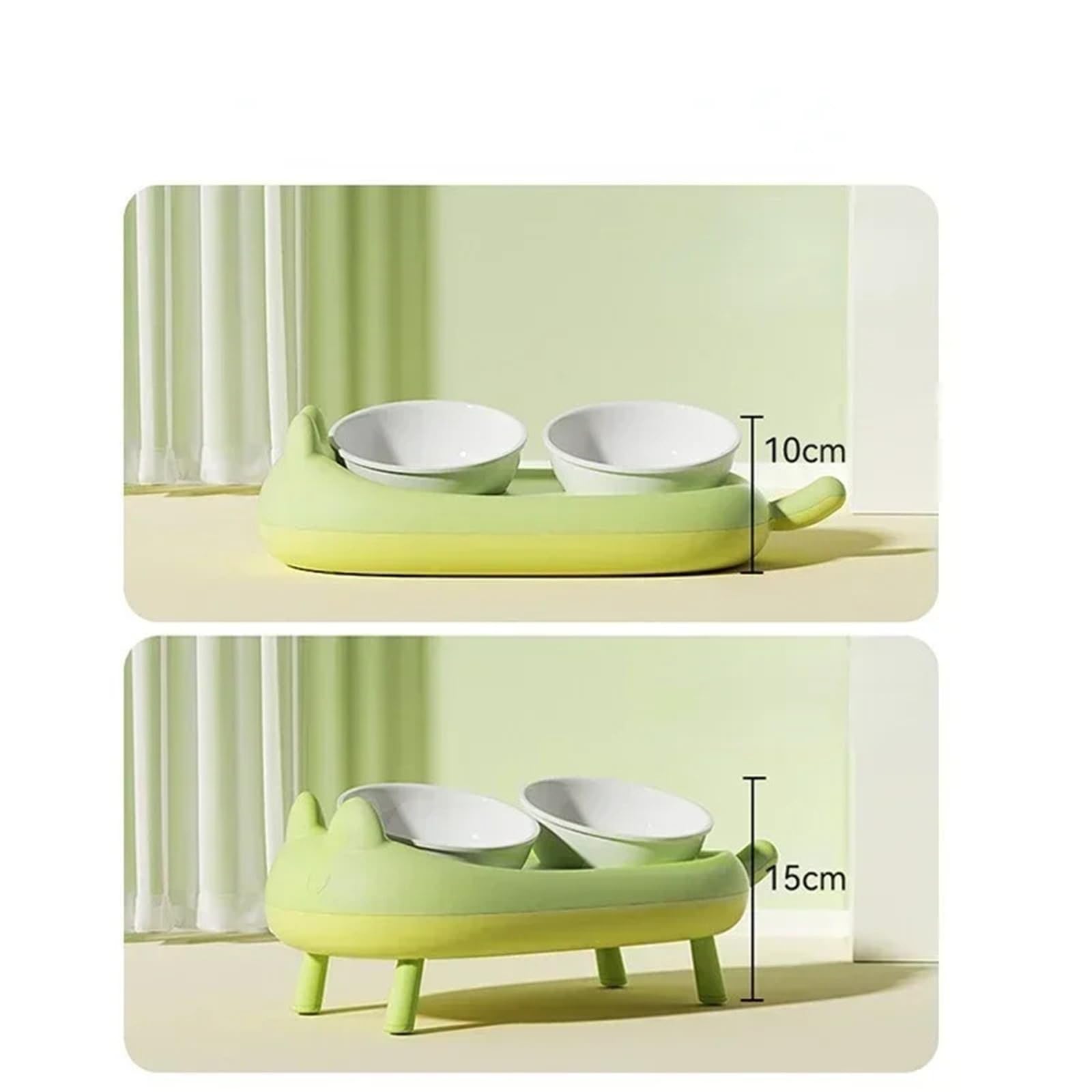Double gamelle pliable en acier inoxydable pour animal domestique - Pour nourriture et eau - Antidérapant - Grand volume - Accessoires (vert)