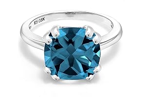 925 Silver Ring with 10MM London Blue Topaz (4.35 Carats)