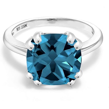 925 Silver Ring with 10MM London Blue Topaz (4.35 Carats)