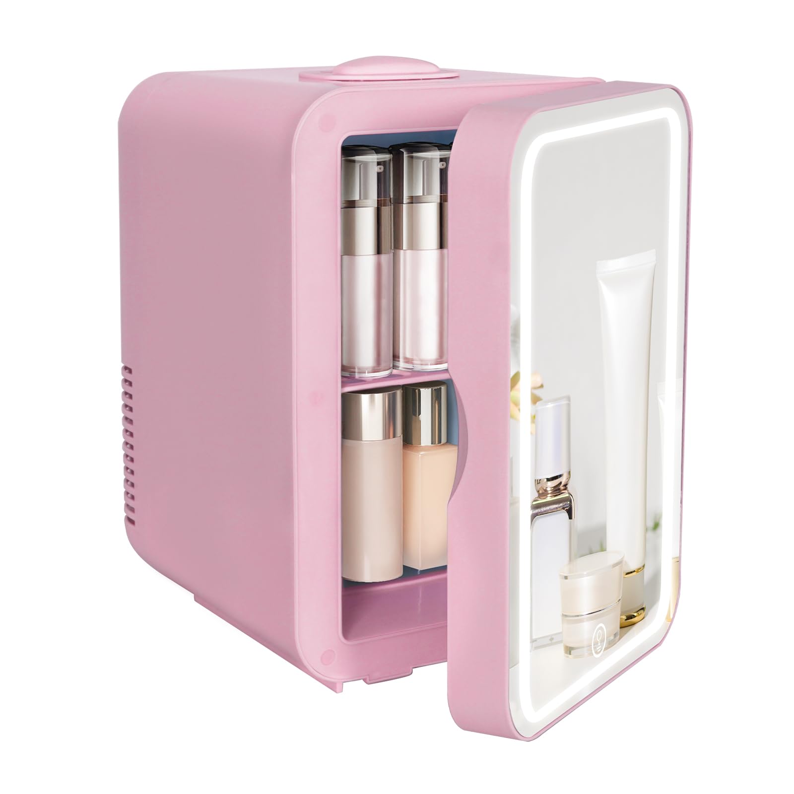 eklipt - Mini Fridge with Dimmable LED Mirror (4 Liter/6 Can), AC/DC Portable Beauty Fridge, for Refrigerating Makeup, Skincare and Food, Bedroom, Office and Car, White — view 12
