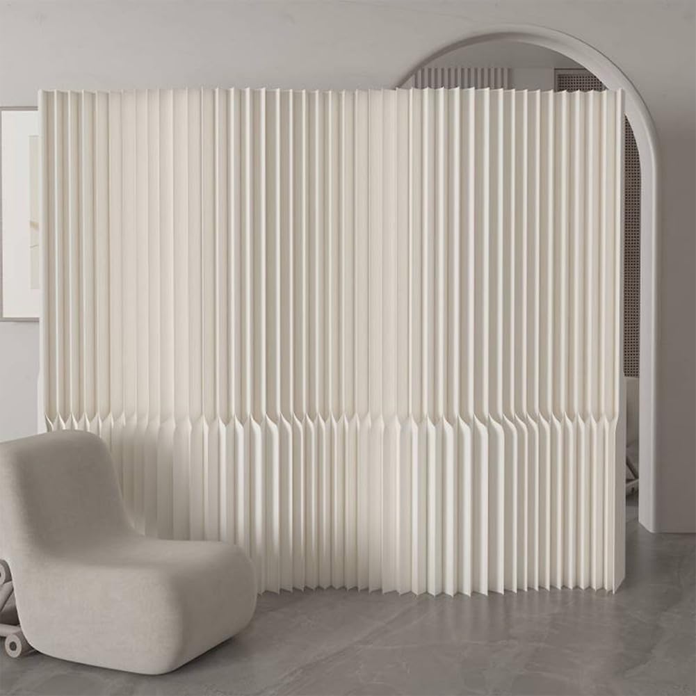 DIY Privacy Partition, Paper Room Divider, Folding Privacy Screens White, Wall Dividers for Room Separation, for Home/Office/Clothing Store/Enterprise Office,L400*W26*H220cm