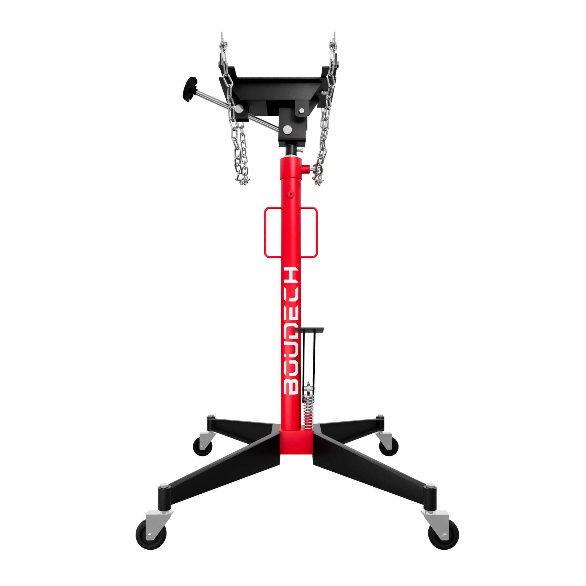 Boudech Hack - Sollevatore Ingranaggi idraulico da Fossa max 500Kg H210 cm per Trasmissione Motore Auto con Ruote in Acciaio Rosso