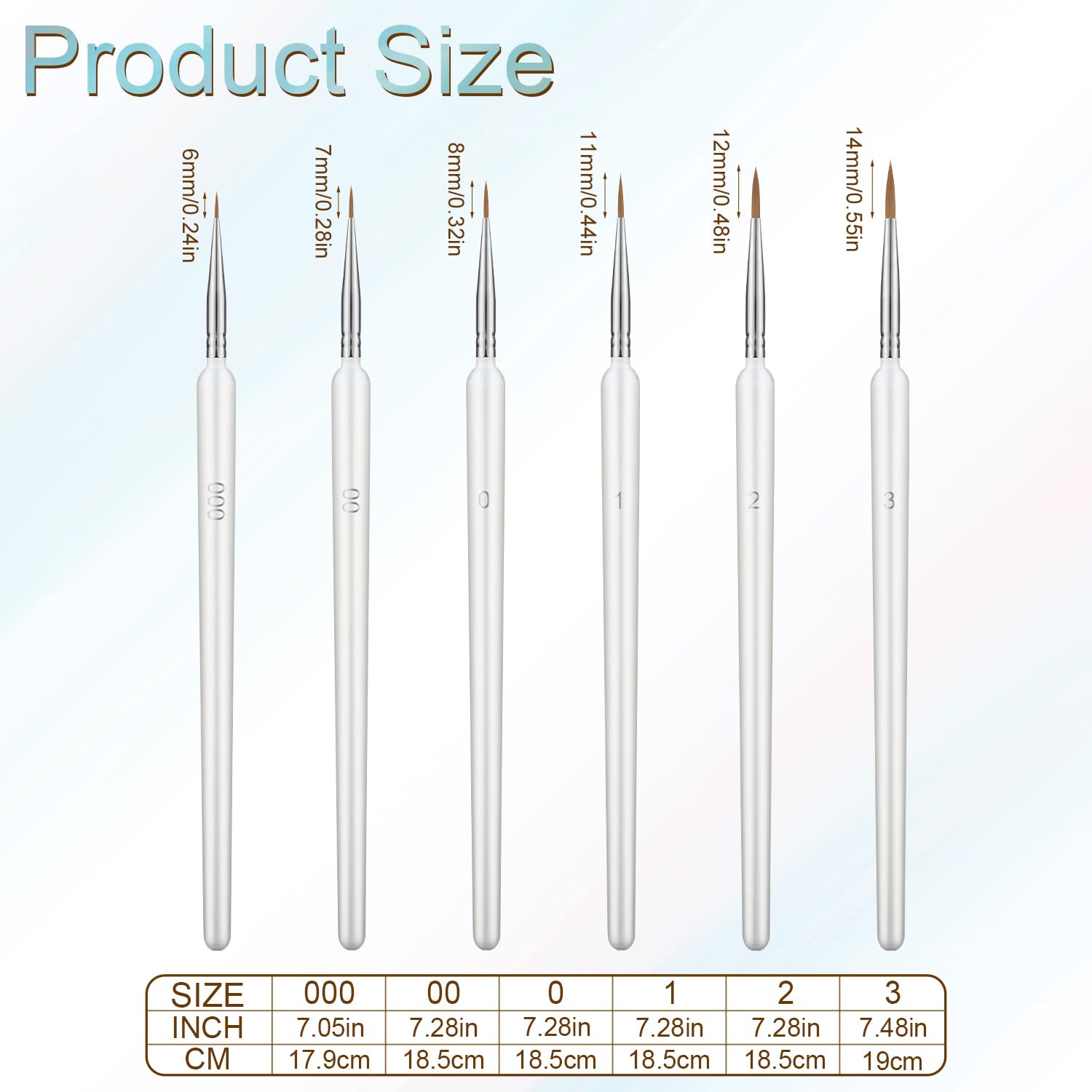 6pcs Fine Detail Paint Brush, Miniature Detail Paint Brushes with 6 Sizes Wooden Fine Tip Paint Brush for Watercolor Painting Acrylic Art Painting Model Drawing (White)