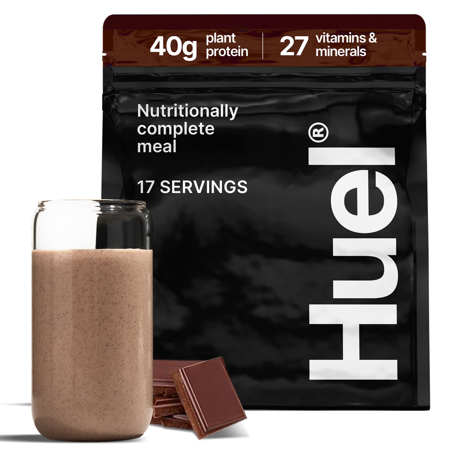 Huel Black Edition - Nutritionally Complete 100% Vegan Gluten-Free - Less Carbs More Protein - Powdered Meal (Chocolate, 1 Bag)
