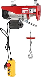 Kathring Electric Hoist, 110V 1763lbs Electric Hoist Winch, Overhead Engine Lift Zinc-Plated Steel Wire Hoist with Emergency Stop Switch & Single/Double Slings for Lifting