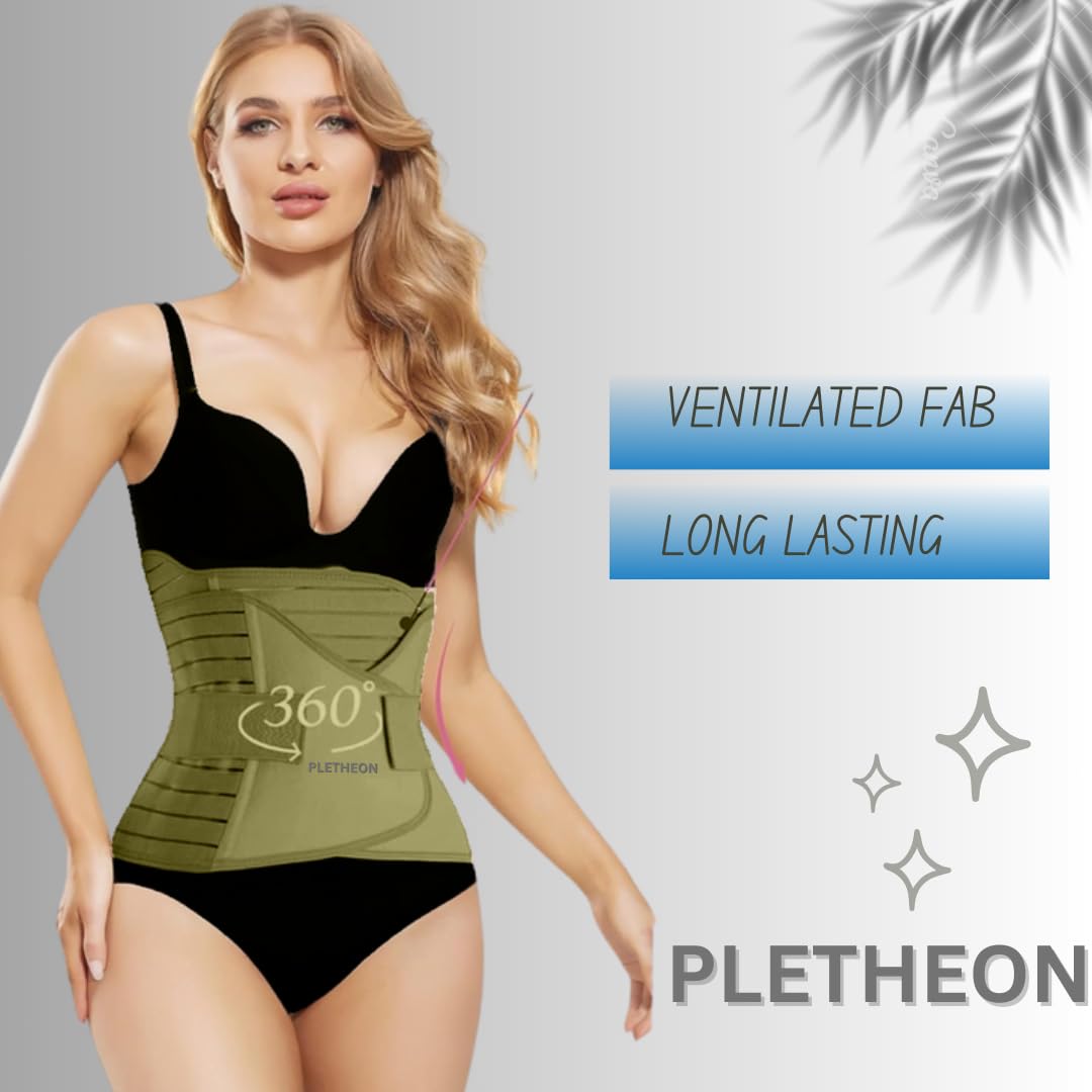 PLETHEON Post Pregnancy Belt For Belly, Waist & Pelvis Slimming belt For After Delivery C-Section Abdomen belt Postpartum Stomach Wrap Abdominal belt (Free size-Green),Cotton Blend - Image 3 thumbnail