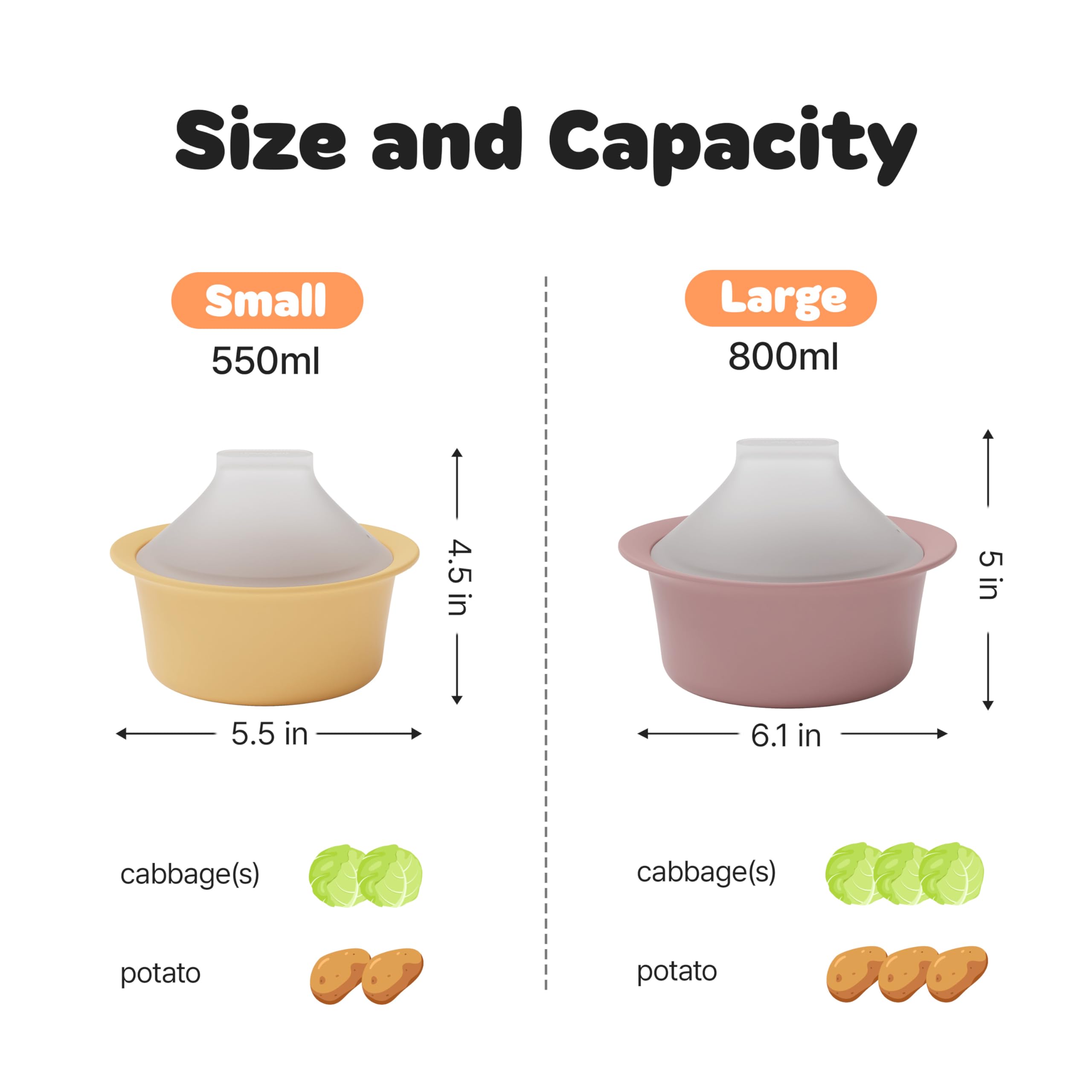 Vaporizador de silicona para microondas, fabricado en Corea, cuenco para preparar alimentos para bebés con tapa, olla de vapor para huevos y verduras, olla de cocina inspirada en Donabe japonés 7