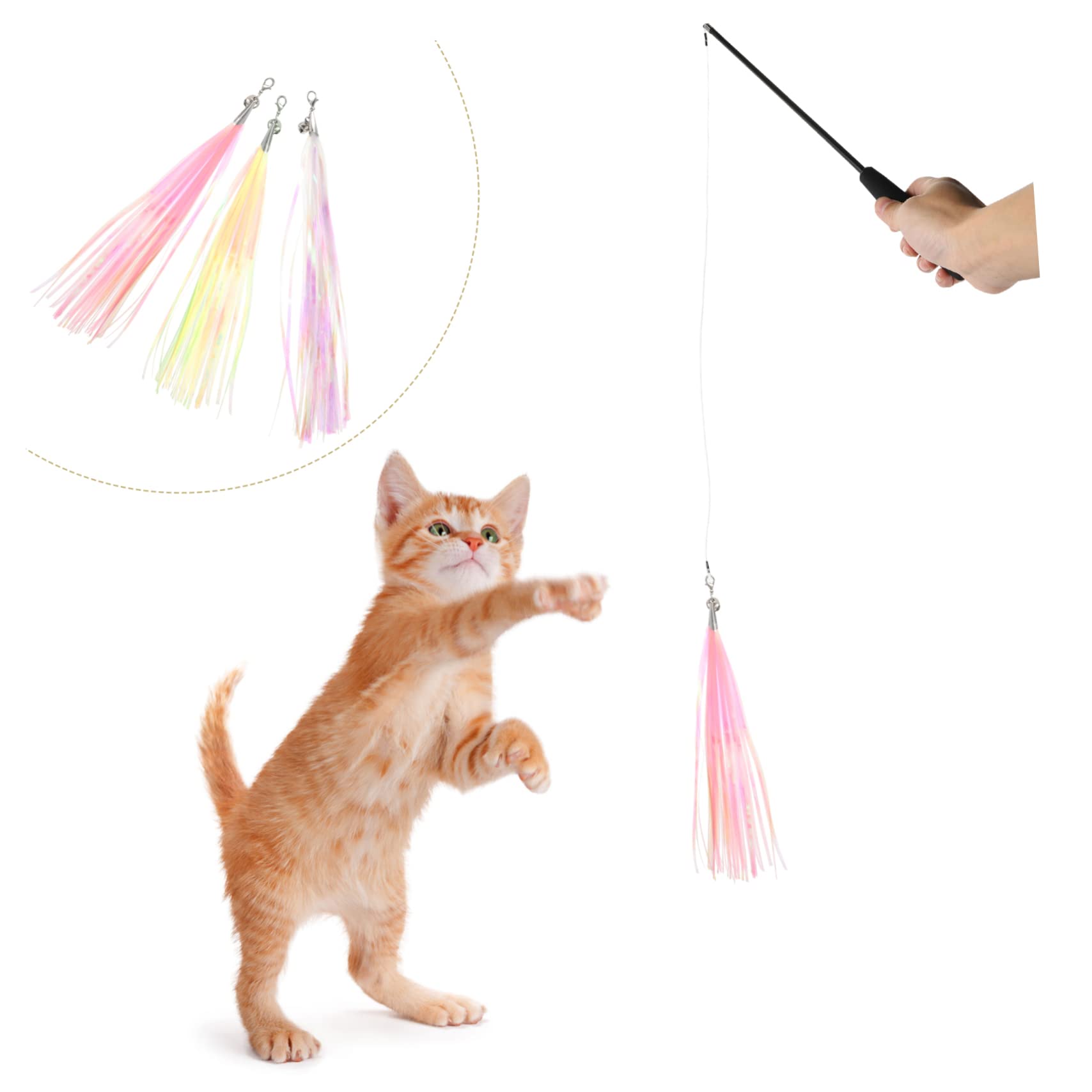 Jouets pour Chats, Jouet interactif for Chat - Remplace Les Pompons des clochettes Accessoires for Chatons Fournitures for Animaux(27CMx3pcs)