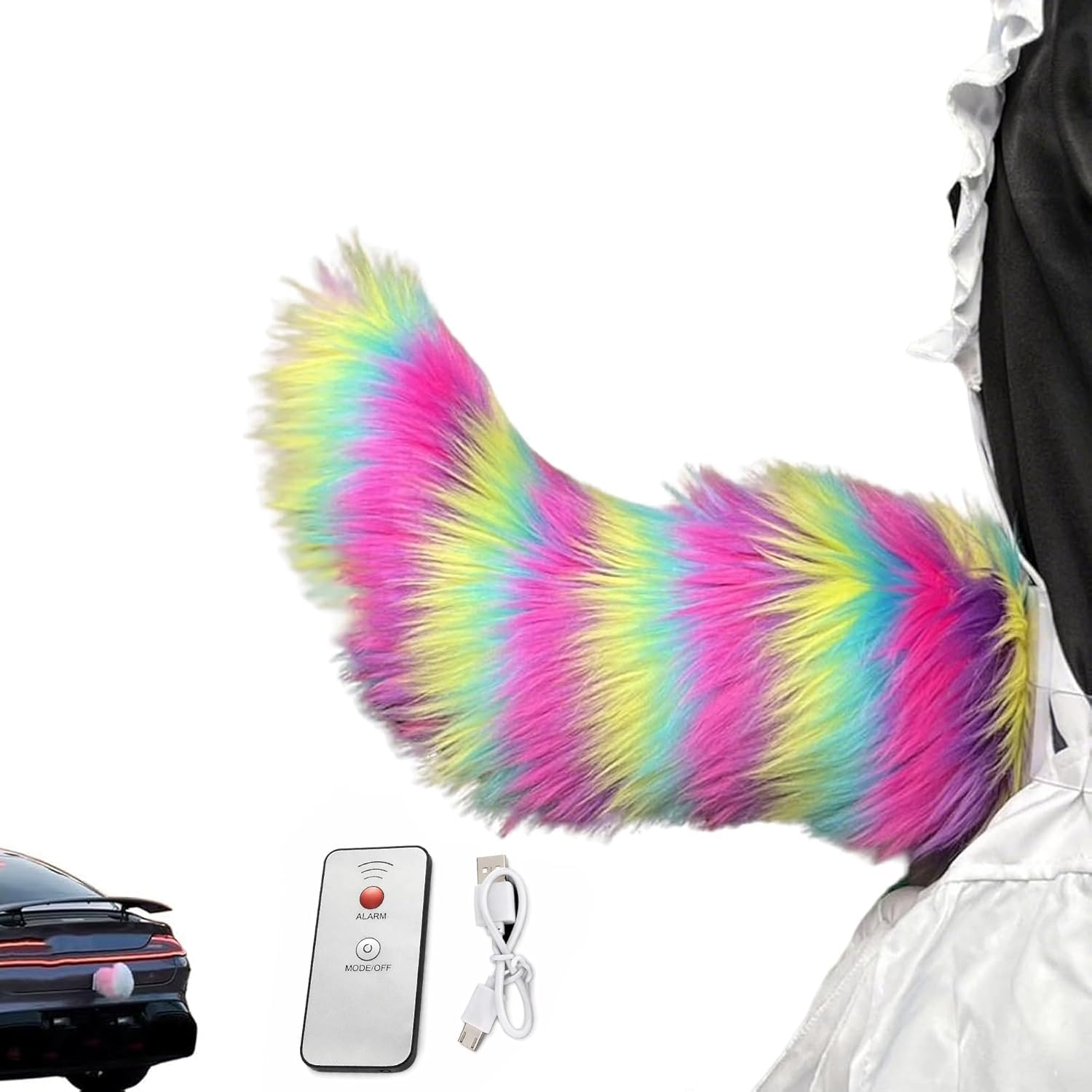 Wagging Tail For Car | Remote Control Electric Furry Car Tail | Moving Fox Tails For Cars Trunk | Cute Plush Exterior Accessories | Handmade Rechargeable Auto Swing Charm Decor
