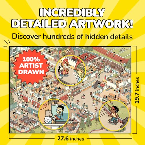 Image of Odd Pieces Jigsaw Puzzles 1000 Pieces with Storytelling Comics, for Women, White Elephant, Mystery Puzzle for Adults & Kids - 19.7'' x 27.6'' Frameable Magic Puzzle Art (Snack Attack)