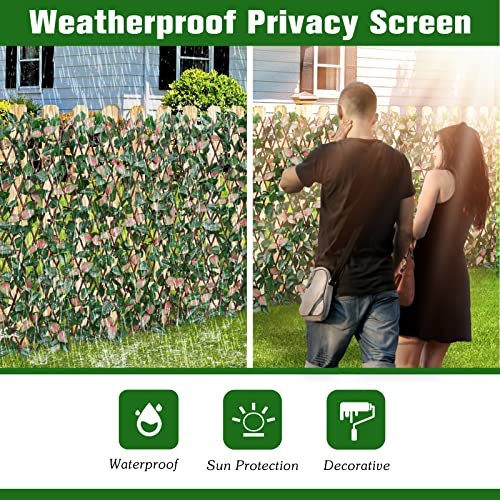 Sekkvy Expandable Privacy Fence, Balcony Faux Privacy Screen, Decorative Faux Ivy Fencing Panel, Peach Leaf Artificial Hedge For Balcony Patio Outdoor (Pack Of 2, Single Sided Leaves) #TOP5
