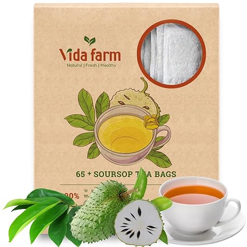 Miniatura 1 de 65 bolsas de té de guanábana, bolsas de té de hojas de guanábana puras 100% naturales, sabor agradable sabor natural sin cafeína, hojas de guanábana