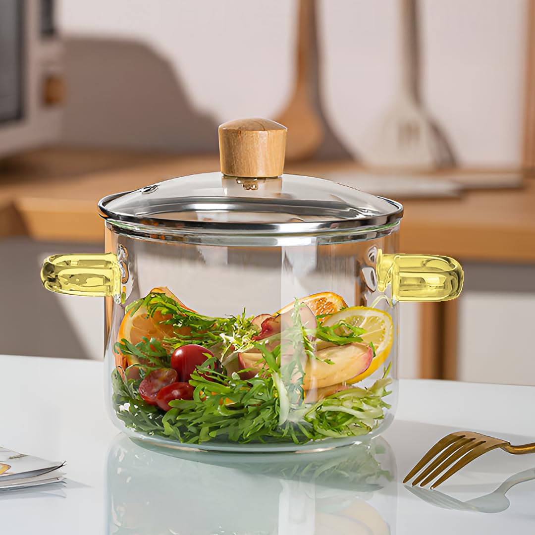 Home Essentials Borosilicate Glass Casserole Pot with Lid | 3.5 Litre Cookware | Heat-Resistant, Gas Stove Safe, Durable Glass Cooking Pot for Kitchen (17cmX15cm)