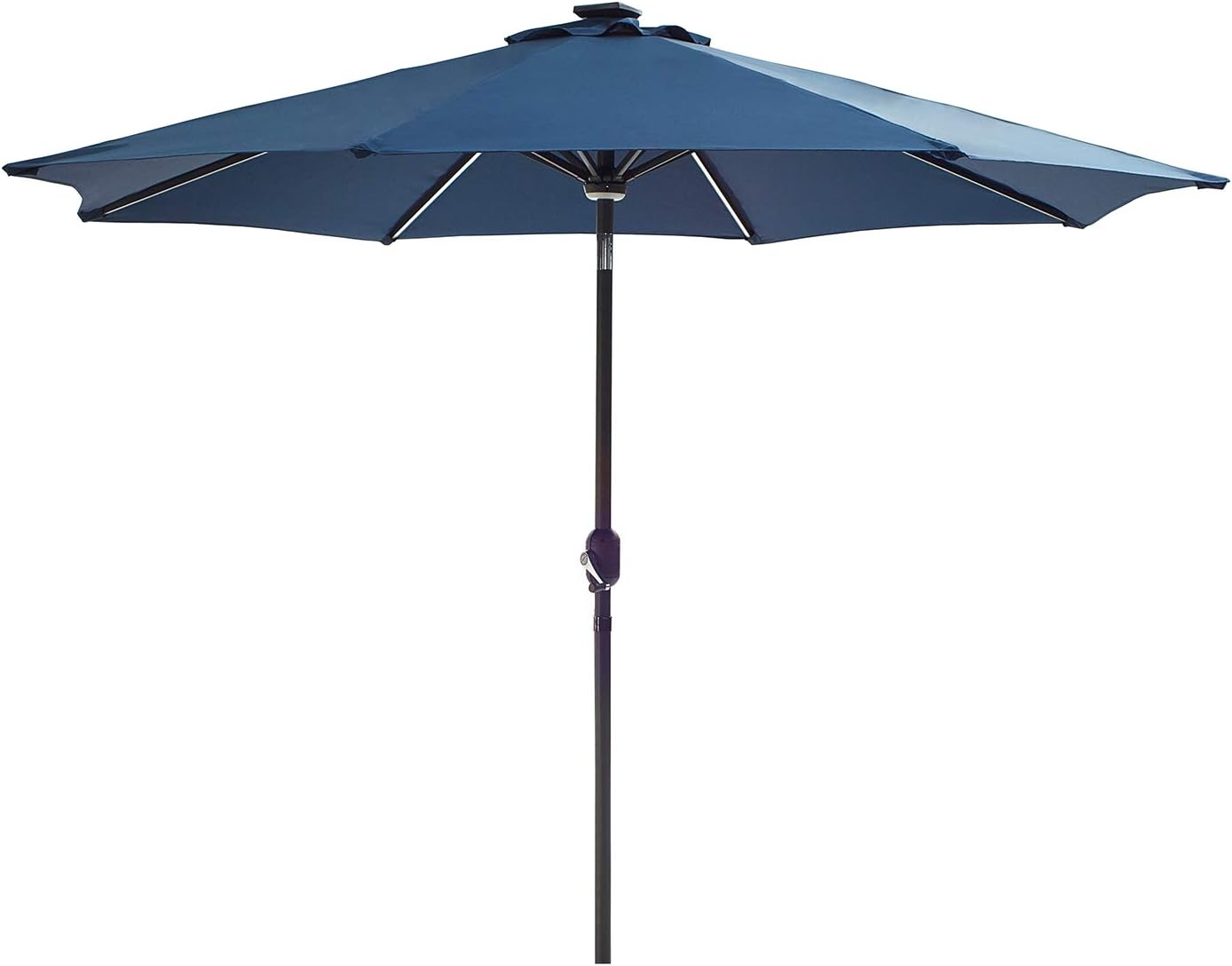 Festival Depot Solar Outdoor Umbrella with LED Lighted 360°Rotation Adjustment Tilt and Crank Outdoor Market Umbrella for Garden, Deck, Backyard, Pool and Beach (8.8 FT Patio Umbrella Blue)