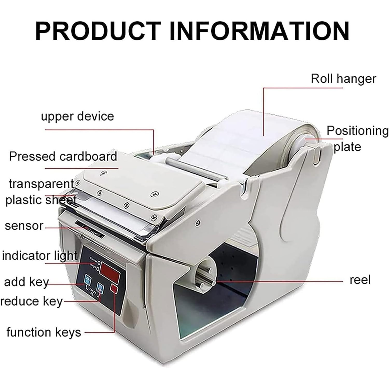 Distributore automatico di etichette con display a LED e contatore per etichette da 5-130 mm, perfetta per uso aziendale e domestico, efficiente distribuzione di etichette con codici a barre