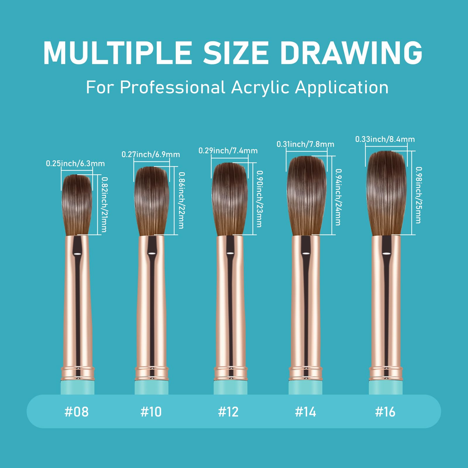Pure Kolinsky Hair Acrylic Nail Art Brush Oval Nail Extension Tool