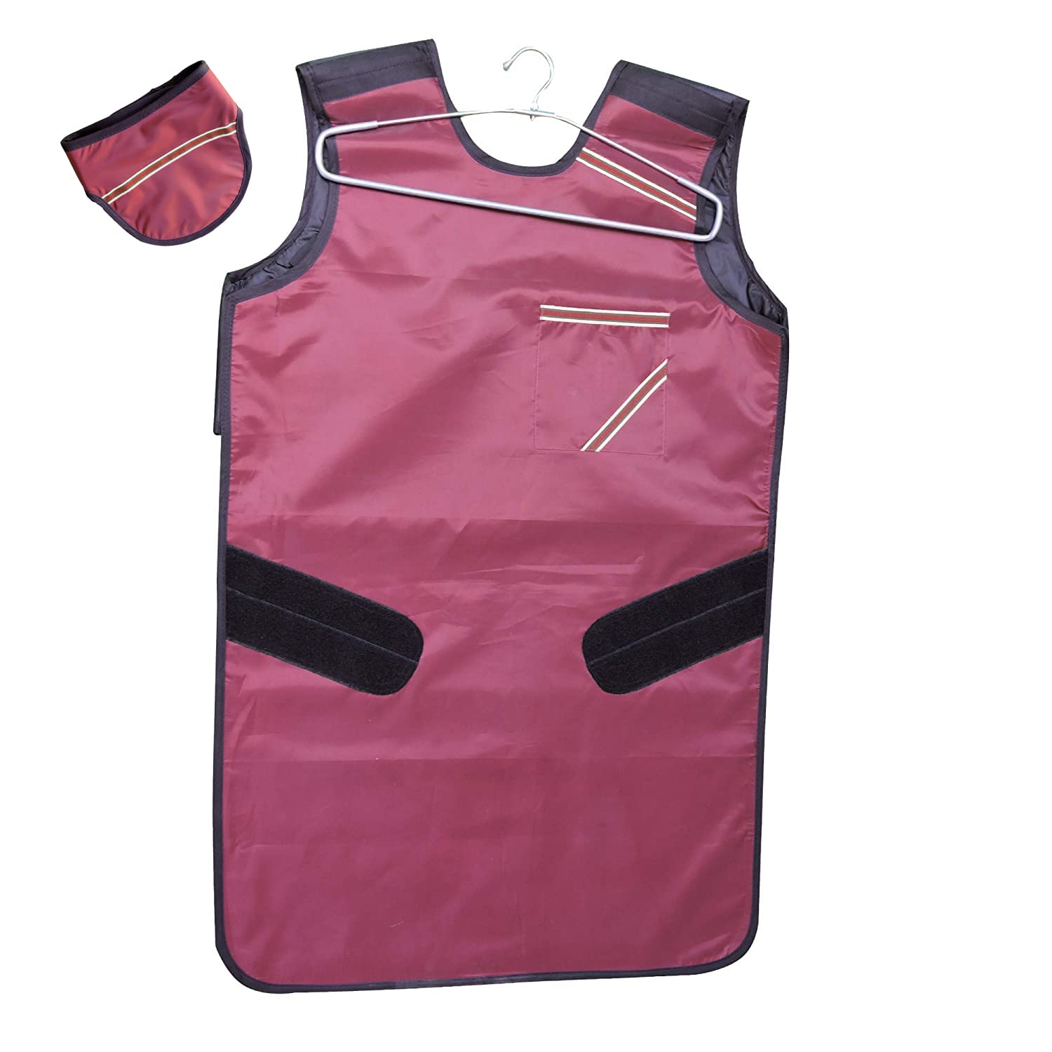 Tablier en plomb 0,5 mm avec protection thyroïde et crochet robuste Marron bordeaux