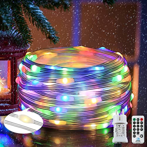 300 LED Lichterkette Aussen Bunt, 33M 8 Modi lichterkette, PVC Außenlichterkette mit Stecker für Balkon, Baum, Terrasse, Hochzeit, Party, Garten (Farbe) Cover