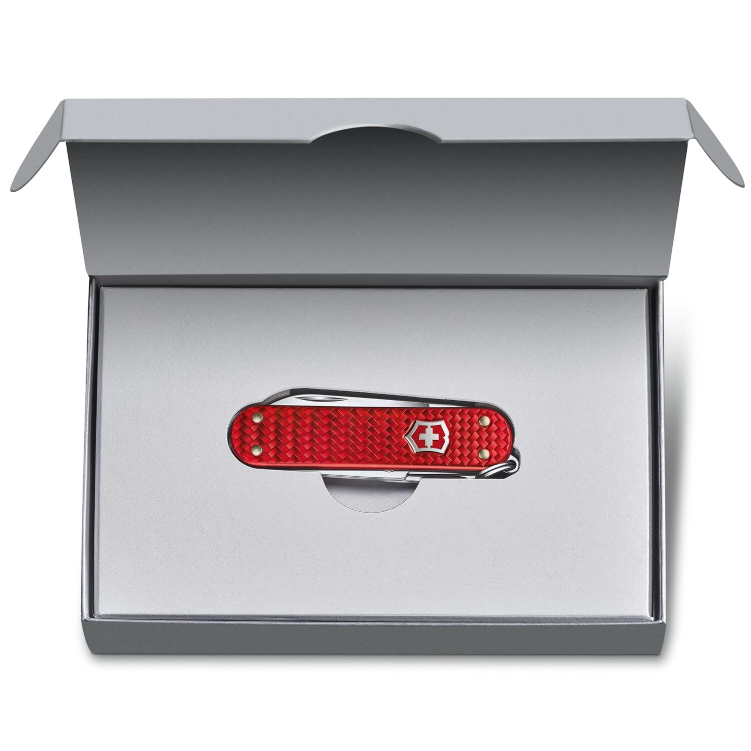 VICTORINOX Navaja suiza de bolsillo Classic Precious Alox, 5 funciones, Hecha en Suiza, multiherramienta con tijeras, destornillador, llavero, incl. estuche de regalo